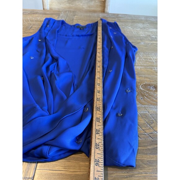 Worthington Women's Blue Sleeveless Studded Draped Blouse Top XL‎ - Picture 7 of 10